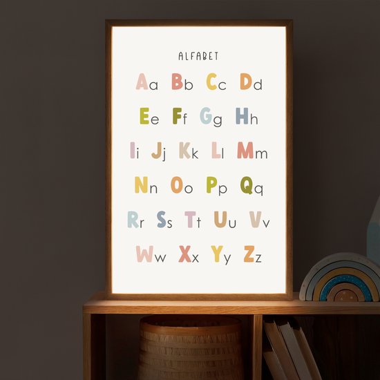 Nachtlampje 40x60 cm - Kinder lamp - Alfabet - Educatief - Kleuren - Letters leren voor kinderen - Tafellamp kinderkamer draadloos - Slaapkamer lampje - Bedlamp kinderen - Kinderlampje - Wandlamp babykamer - Nachtlampjes van Merkloos — afbeelding 2