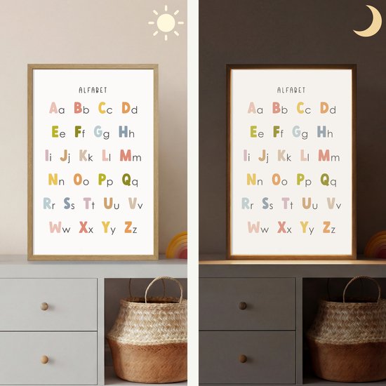 Nachtlampje 40x60 cm - Kinder lamp - Alfabet - Educatief - Kleuren - Letters leren voor kinderen - Tafellamp kinderkamer draadloos - Slaapkamer lampje - Bedlamp kinderen - Kinderlampje - Wandlamp babykamer - Nachtlampjes van Merkloos — afbeelding 4