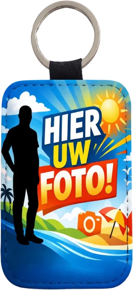 Gepersonaliseerde sleutelhanger met foto en tekst – dubbelzijdig bedrukt – rechthoekig – polyester coating