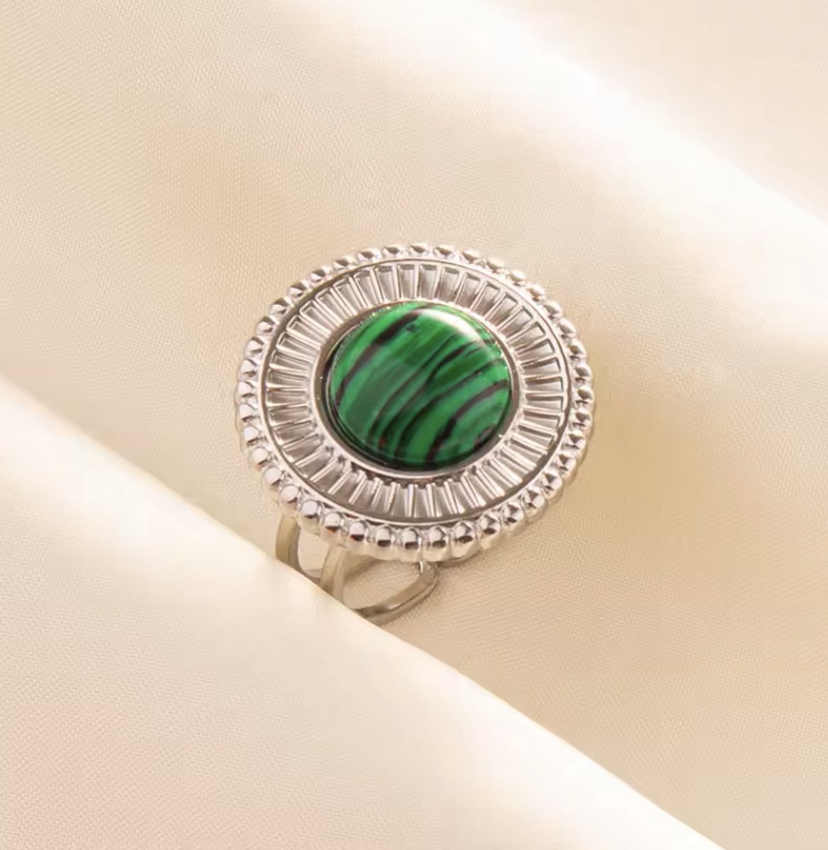 N3 Collecties Groene Turquoise Ring Rvs Zilver Kleur Charme Opening Verstelbare Ring Vrouwen