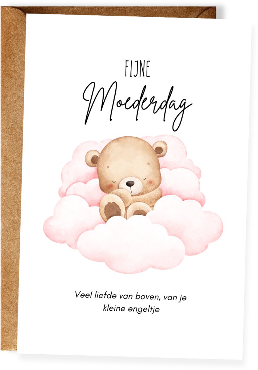 Moederdag Condoleancekaart Engelenbaby Meisje – Moederdag Wenskaart - Lief kaartje bij verlies van baby of stilgeboren kindje (incl. envelop 10x15 cm)