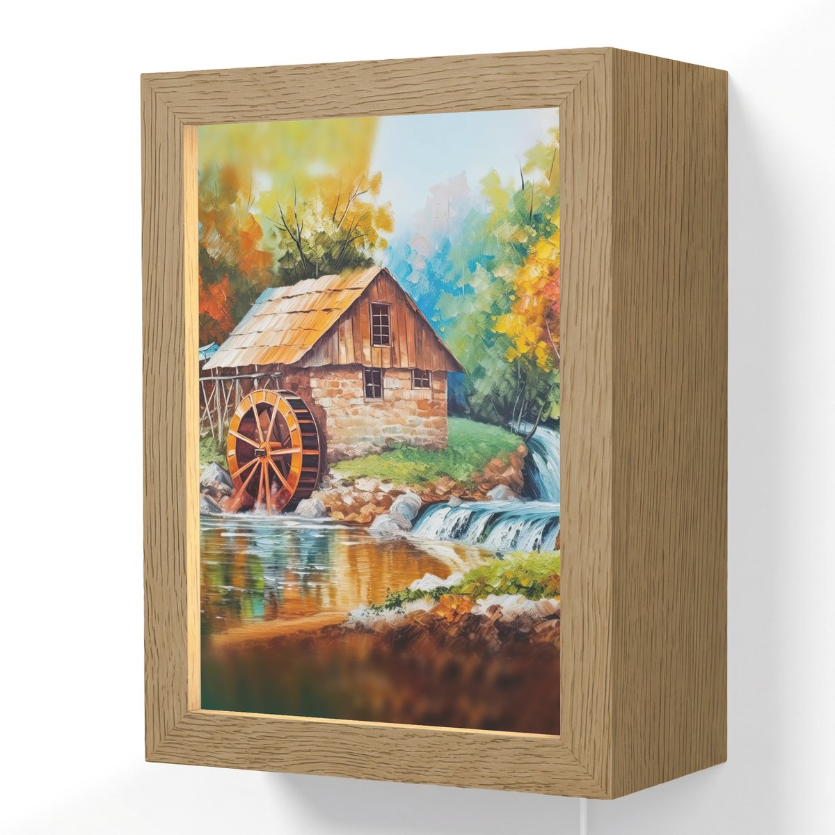 Wandlamp 15x20 cm - Oplaadbaar - Landschap - Schilderij - Huis - Kunst - Herfst - Wandlamp