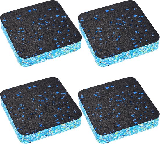 Geluidsisolatiepads voor wasmachinesokkel, set van 4, anti-trillingsmat, 10 x 10 x 2 cm, voor wasmachine, droger en fitnessapparaten, hoogwaardig rubber, antislip en vloervriendelijk, extreem