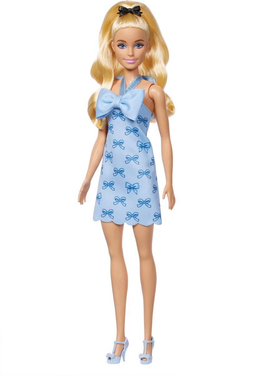 Barbie Pop - Pop met Blond Haar en Blauw Halterjurkje met strik - Modepop — afbeelding 9