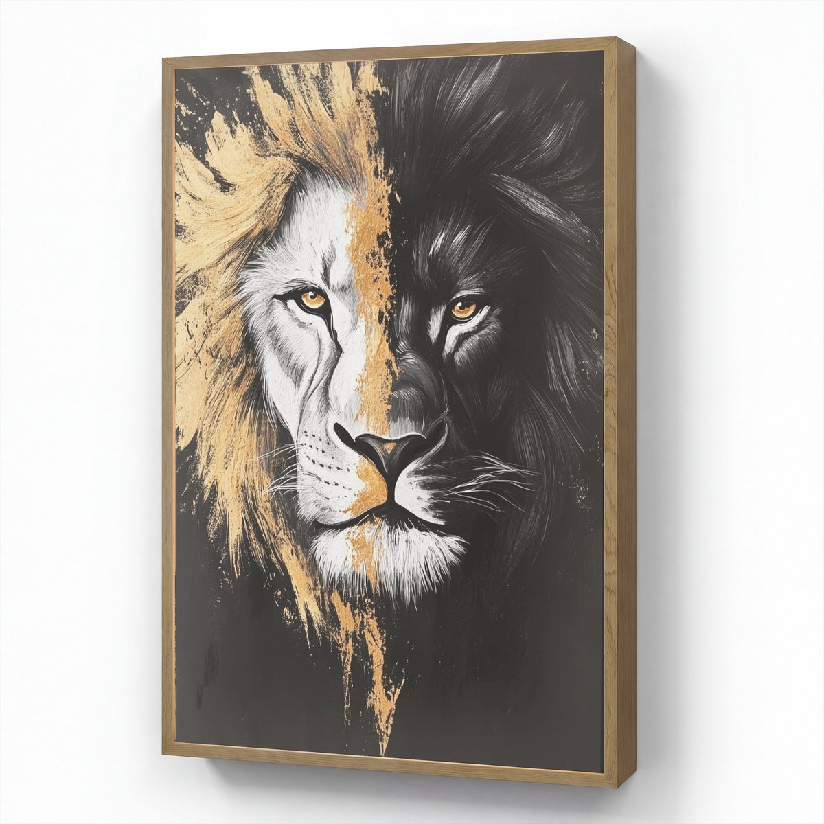 Wandlamp 70x100 cm - Oplaadbaar - Leeuw - Gesplitst - Zwart - Lijn - Wandlampen binnen woo
