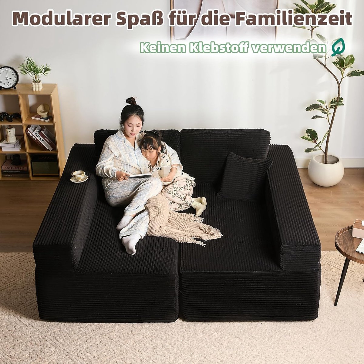 Modulaire hoekbank slaapbank 272 cm breed – L-vorm met chaise longue – corduroy stof – zon
