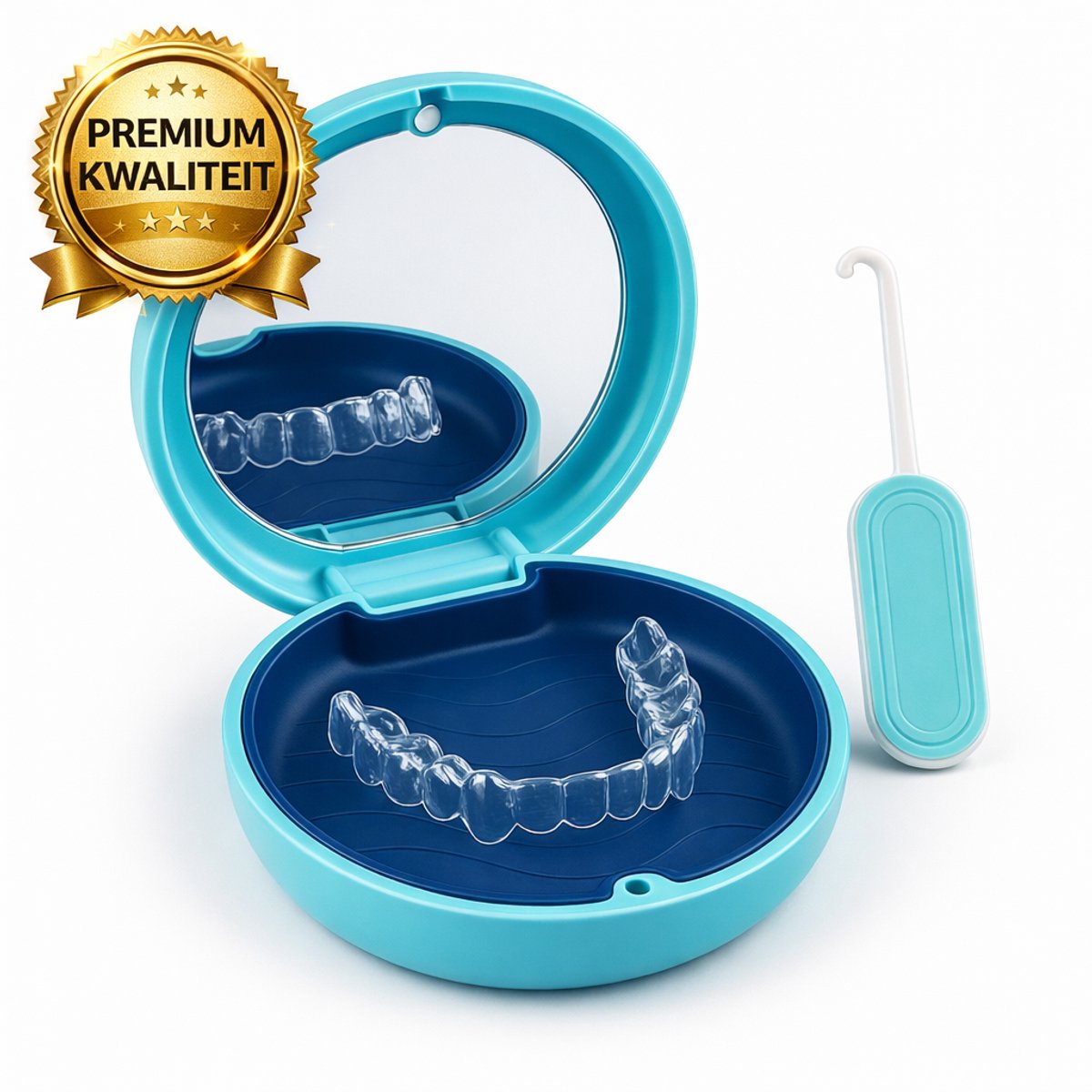 Aligner Case / Bakje met Spiegel & Remover – 2-in-1 Hygiënisch Opbergdoosje voor Invisalign, Retainers & Nachtbeugels