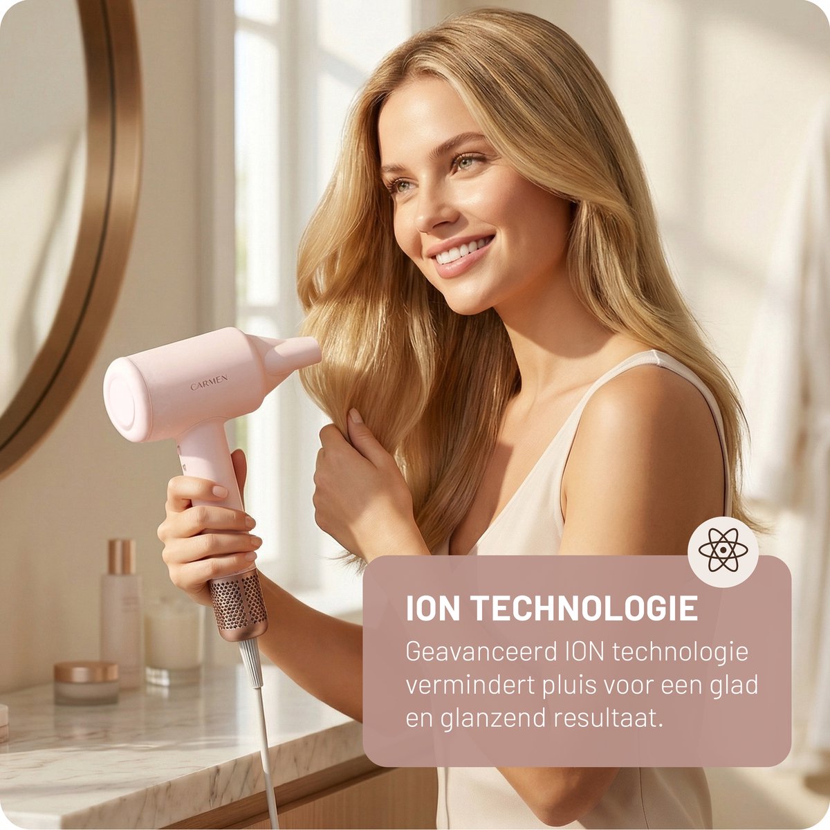Carmen CHD1630P Föhn met Diffuser Roze - afbeelding 3
