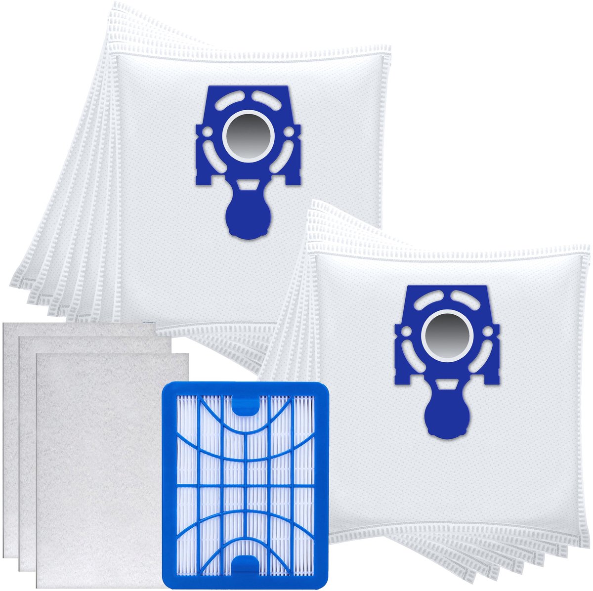 Sillar Set 12x Stofzuigerzak - microvezel - 1x Hepa filter, 3x filters universeel - vervangend - 3-laags filtersysteem - geschikt voor stofzuigers Zelmer Clarris Cobra Oddysey