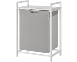 VASAGLE - Wasmand - Wasmand met Opbergvak - Wassen Zak - Stevig Oxford Weefsel en Metalen Frame