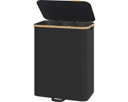 SONGMICS - Wasmand - Wasmand met Deksel - 3 Vakken - Uitneembare Waszak - 170 Liter Capaciteit