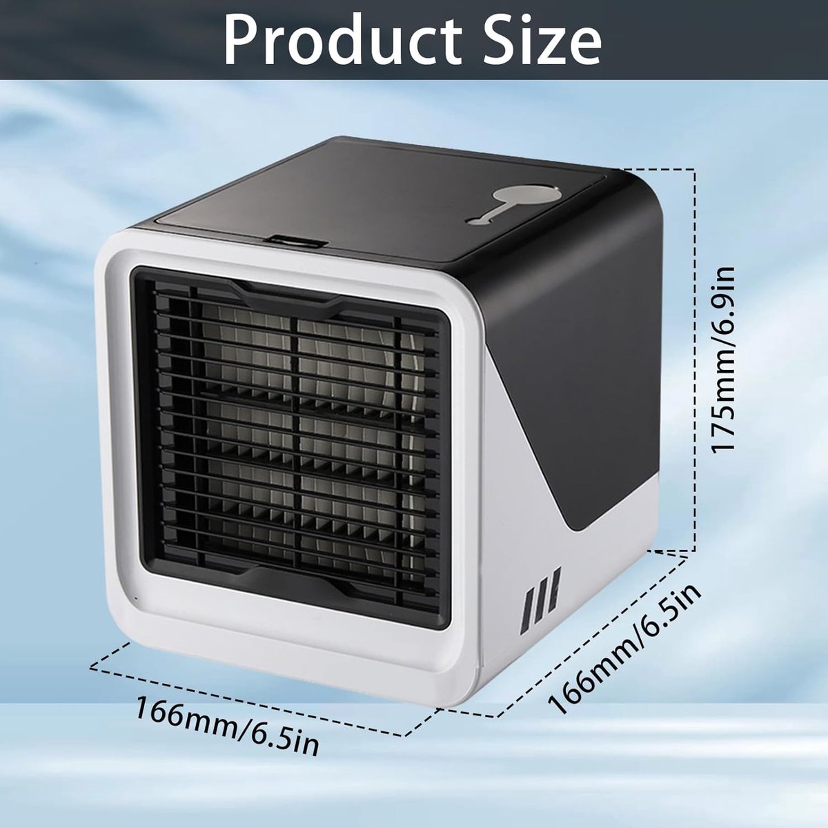 Draagbare Luchtkoeler, 3-in-1 Mini Mobiele Airco zonder Afvoerslang met 500ml Watertank, 3 Snelheden, 7 Kleuren LED, Stille USB Tafelventilator voor Slaapkamer, Kantoor en Bureau — afbeelding 2