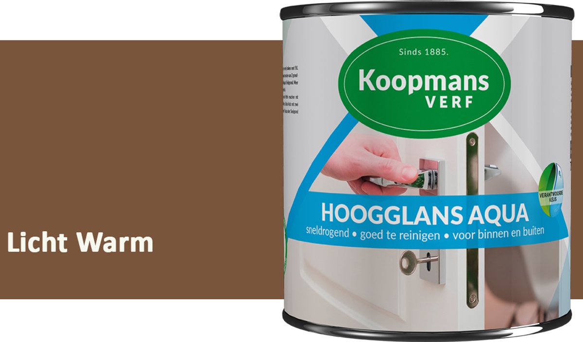 Koopmans Hoogglans Aqua Lak – 750 ml – Licht Warm – Hoogglans Verf – Sneldrogend & Biobased – Voor Binnen en Buiten – Hout & Metaal