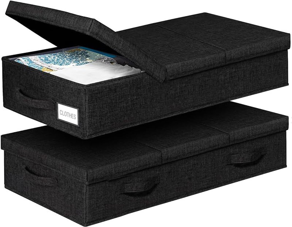Onderbed opbercontainers met deksels - set van 2 voor kleding en accessoires