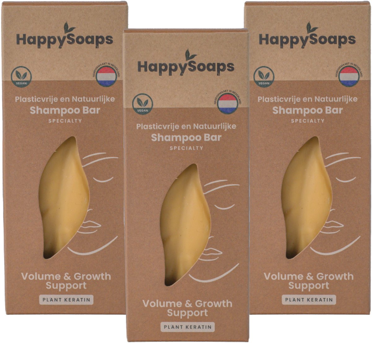 HappySoaps Specialty Shampoo Bar – 3× – Halfjaar Box – Natuurlijke Shampoo – Volume & Growth support – Voordeelverpakking