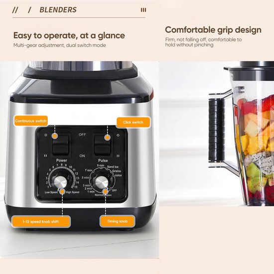 Keukenmachine - 3-in-1 - 9500W - 8 Messen - 4 Messen — afbeelding 3
