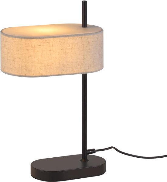 Glitzerlife - Tafellamp Tafellamp Bedlamp Vintage - Retro Leeslamp E14 met Stoffen Kap - Metalen Basis Mat Zwart - Ø44,5 cm - Zwart