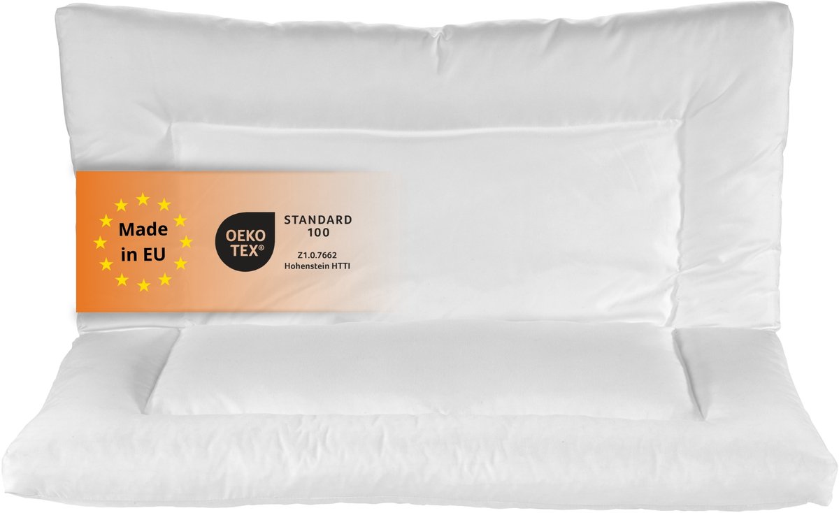 sleepling buikslaperkussen - opvouwbaar hoofdkussen 80x80 cm - plat kussen voor buikslapers - als multifunctioneel vouwkussen, slaapkussen of neksteunkussen - Made in EU - 80 x 80 cm - wit