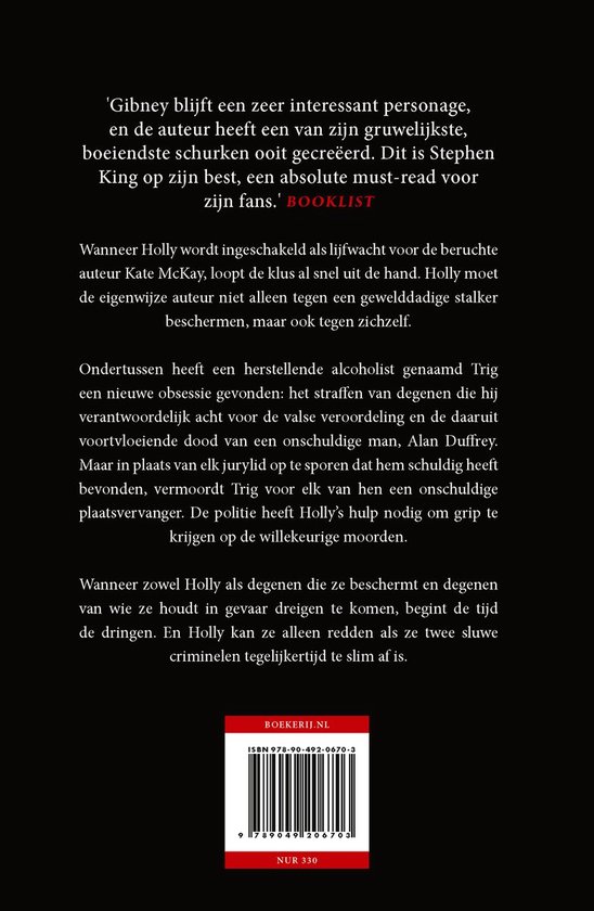 Achterkant Stephen King Vrees Niet boek met ISBN en QR code.