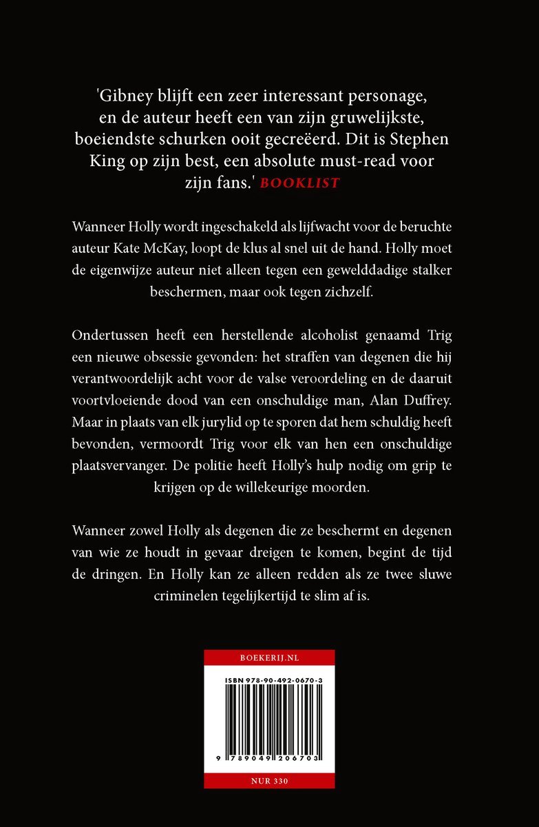 Achterkant Stephen King Vrees Niet boek met ISBN en QR code.