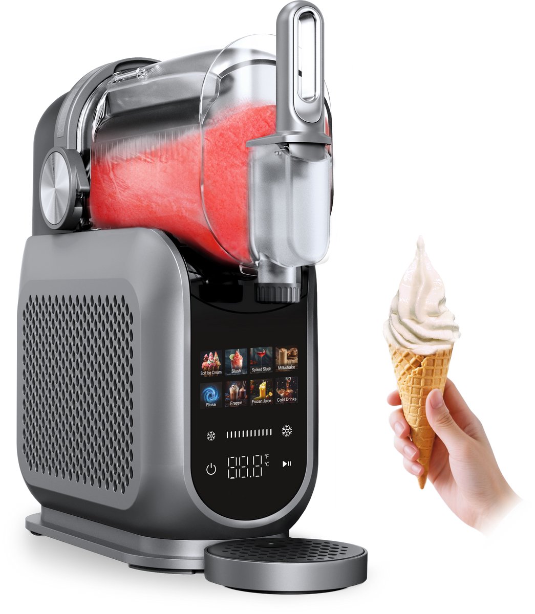 4SWISS SM026 SlushieMaster - IJsmachine - 1,8 L - 7 Programma's - voor Slushy, Ijsje, Drankjes, Frappé & Frozen Cocktails