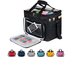 Ultiluxe® Opbergtas voor breien en haken - Zwart - Schoudertas voor brei en haak accessoires - 38 x 29 x 28 cm - Breitas met vakken - Haaktas voor garen - Verstelbare en afneembare schouderriem