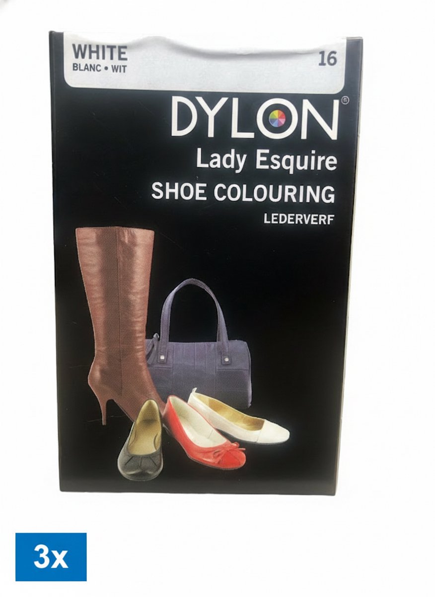 Dylon Schoen Lederverf Wit – Pakket van 3 – Voor Leer & Kunstleer – Kleurherstel & Opfrissing van Schoenen