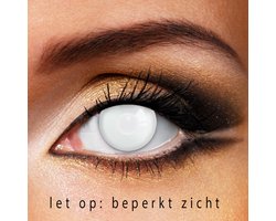 Partylens® witte kleurlenzen - White Block Mesh - zachte jaarlenzen met lenshouder - Halloween lenzen