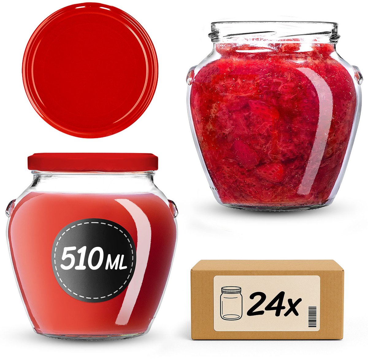 KADAX Inmaakpotten 510 ml fi82 Rood 24 stuks