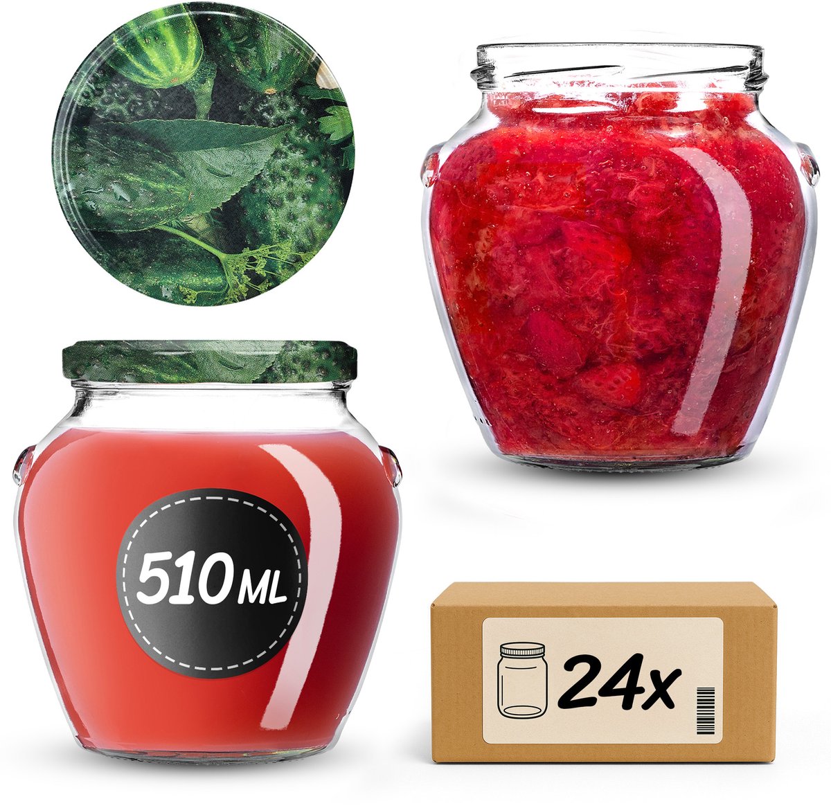 KADAX Inmaakpotten 510 ml fi82 Komkommers Model 2 24 stuks