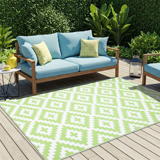 Tapiso Ibiza Buitenkleed Groen Outdoor Buitenmat Picknick Maat- 150x240