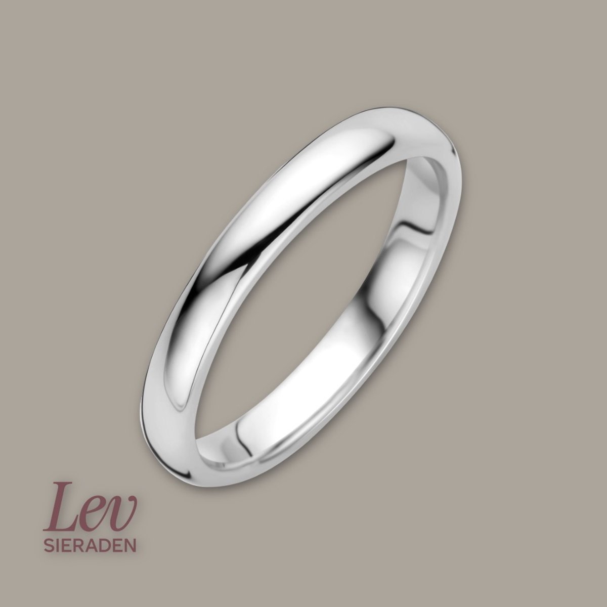 Lev Sieraden - Zilveren relatie ring - 3mm - Gerhodineerd 925 zilver - Ringmaat 62 (19¾)
