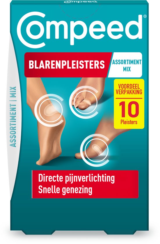 Compeed Blarenpleisters mixpack - blarenpleisters bieden directe pijnverlichting, snellere genezing - diverse groottes voor verschillende soorten blaren. - 10 stuks
