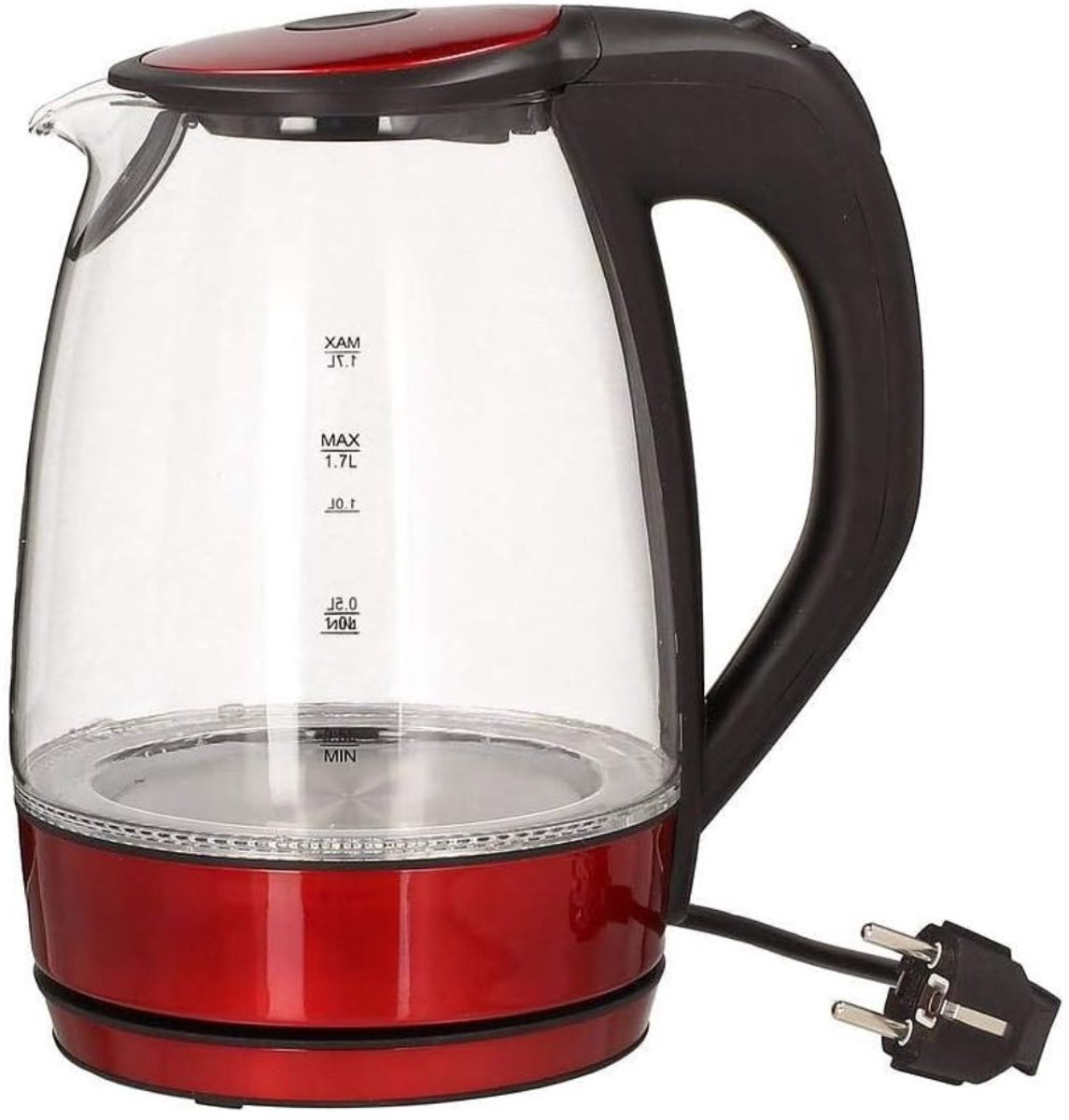 Aura® Waterkoker glas - Waterkoker - Rood- 20cm x 23cm x 25cm