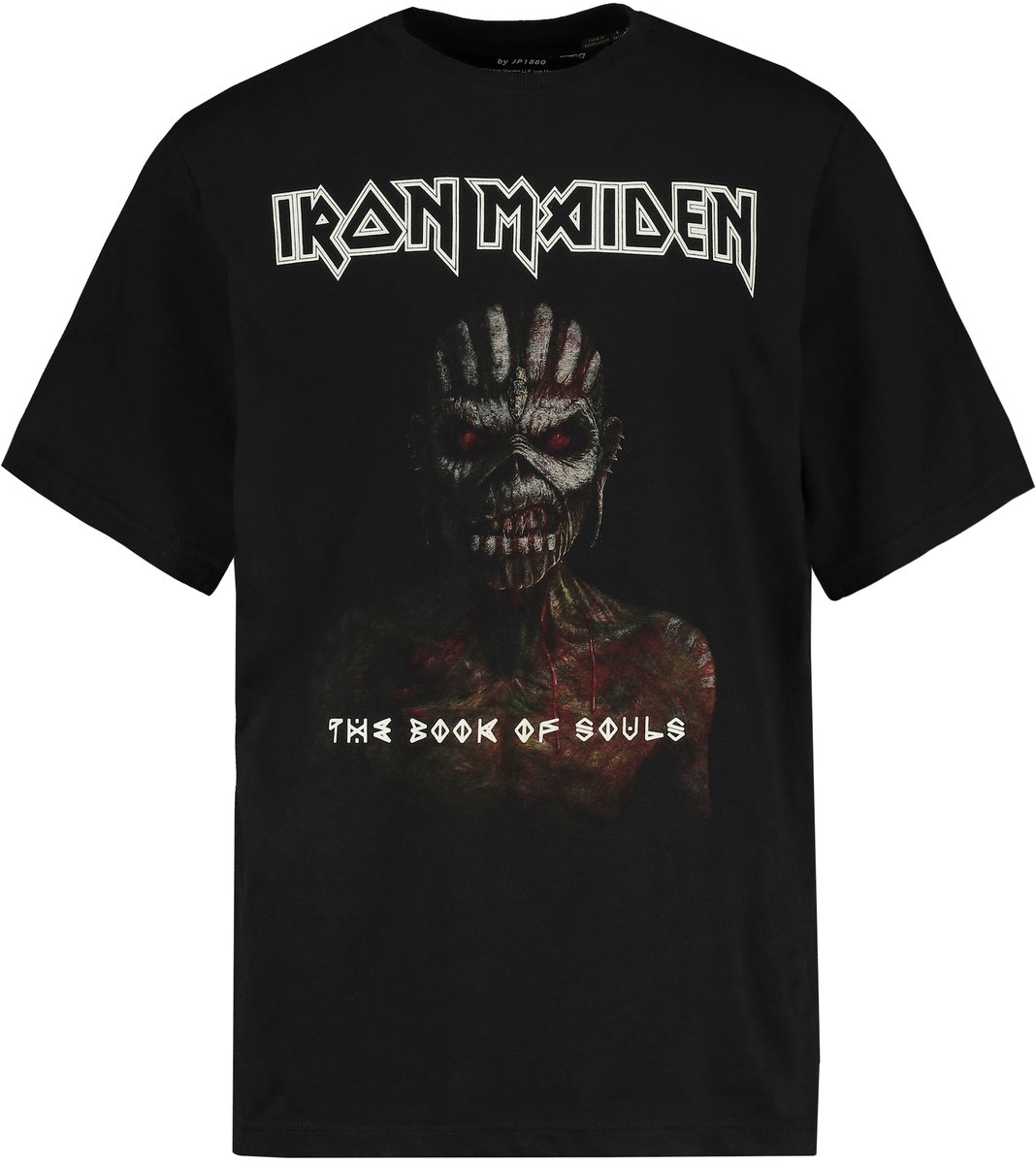 JP 1880 - Heren - T-shirt bandshirt Iron Maiden halve mouwen - Zwart - Maat 7XL