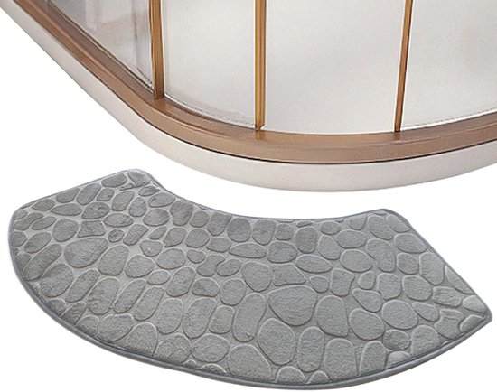 Badmat - Gebogen badmat - Gebogen douchemat - Douchemat - Vloermat - Antislipmat - Hoekbadmat - Hoek douchematten - Antislip voetmat - Deurmat - Schoonloopmat - woondecoratie - voor appartement, entree, badkamer, keuken, slaapkamer, hotel - grijs