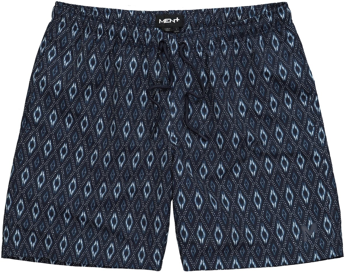 Men Plus - Heren - Zwemshorts buikvriendelijk all-over print 3 zakken - Navy blauw - Maat XL