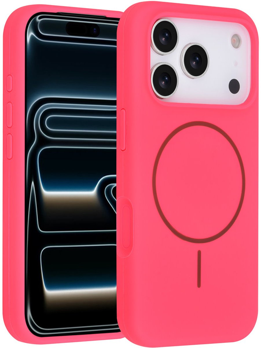 TUNIQ telefoonhoesje voor Apple iPhone 17 Pro - MagSafe siliconen backcover - Felroze
