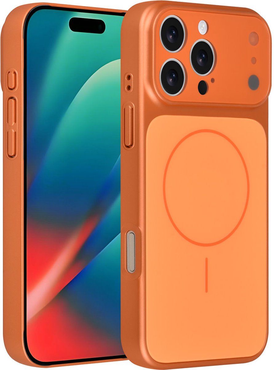 AG Matte Glass iPhone 16 Pro Max Backcover hoesje - Magsafe full protection cover - Oranje