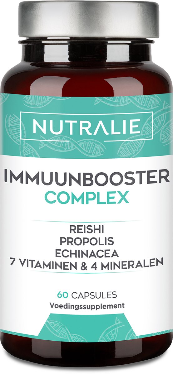 Nutralie Immuniteit Booster Complex - 60 Capsules - Immuunsysteem Supplementen - Mannen en Vrouwen - Met Vitamine C, Echinacea, Propolis, Zink, IJzer, Selenium