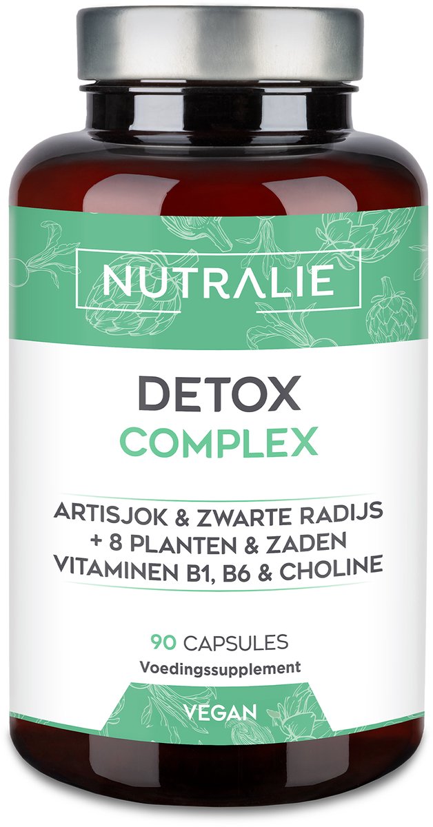 Nutralie Detox Complex - 90 Capsules - Lever & Spijsvertering Supplementen - Mannen en Vrouwen - Artisjok, Mariadistel & 13 Actieve Ingrediënten - Vegan
