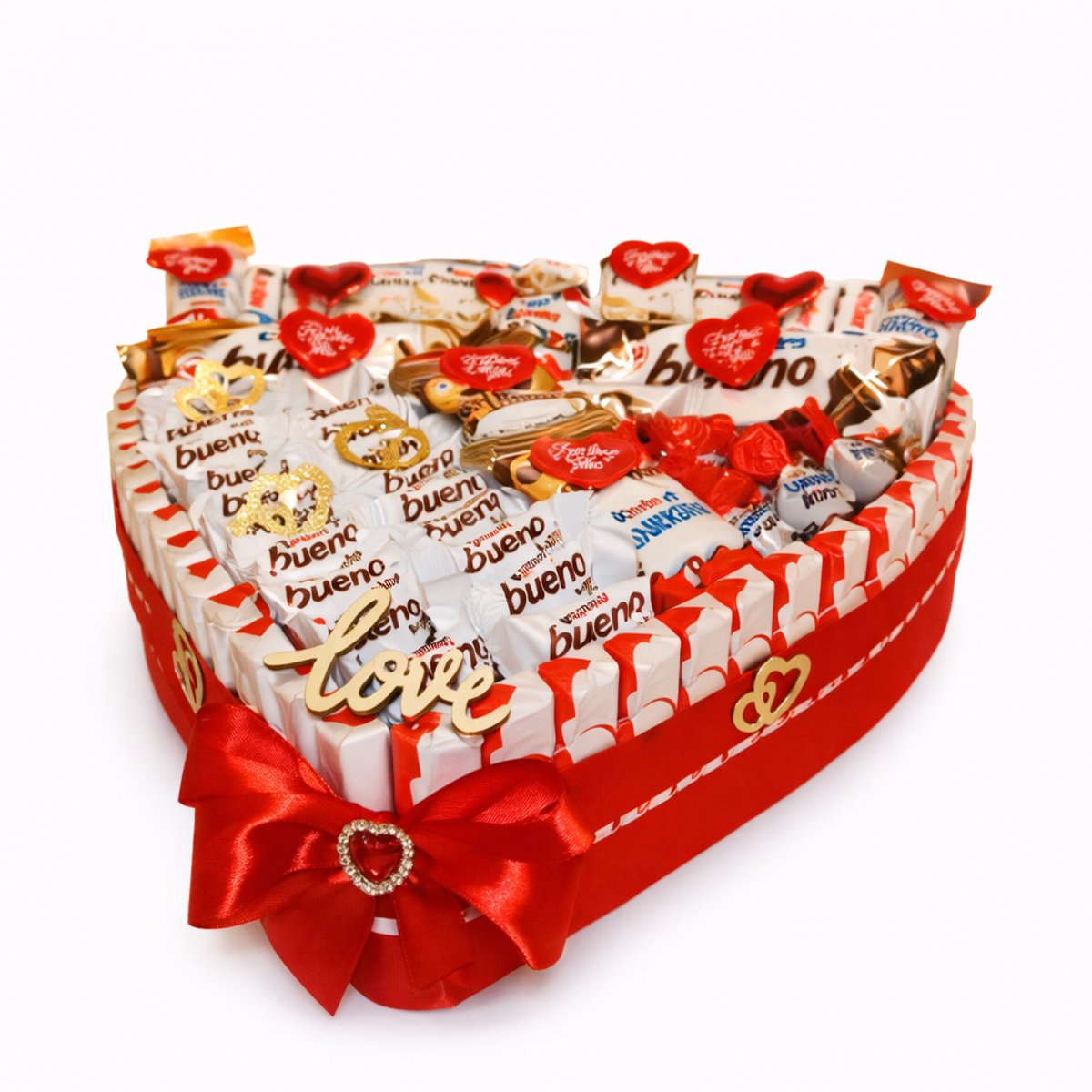 Snoeptaart hart 30cm met kinder chocolade - valentijn - moederdag