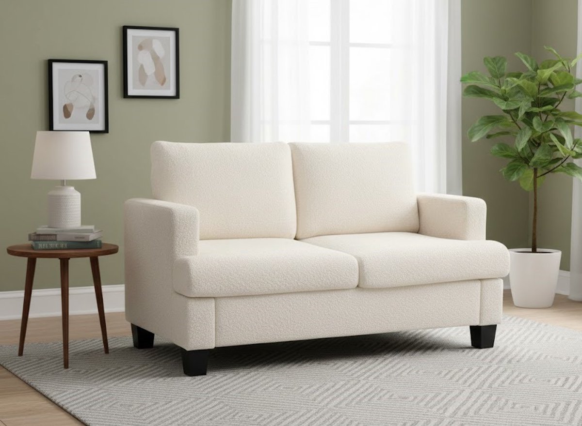Compacte 2-Zitsbank Beige – Moderne Mini Sofa voor Woonkamer, Slaapkamer & Kleine Ruimtes – House&Garden