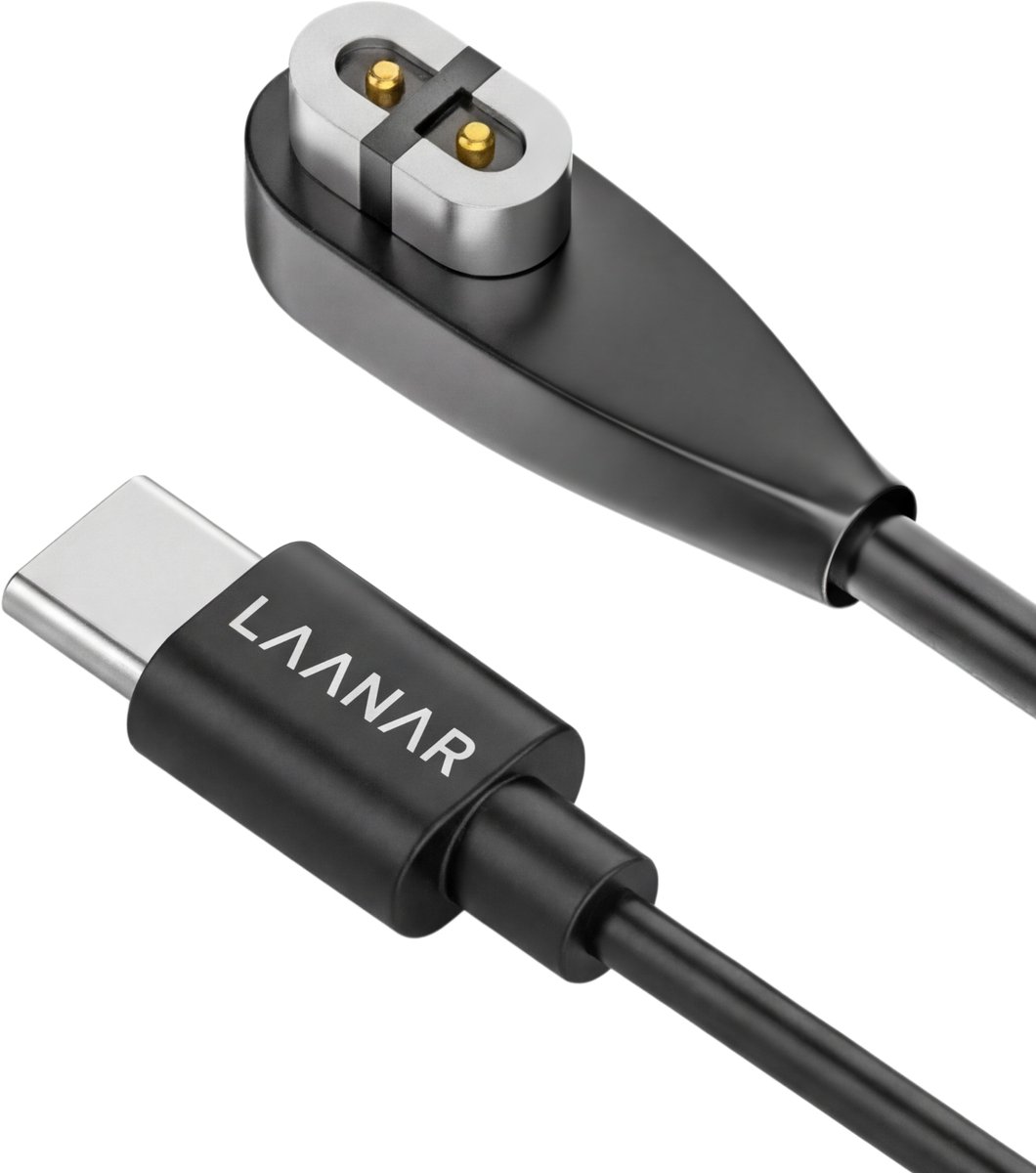 LAANAR® Oplaadkabel voor Shokz OpenRun / Pro / Pro Mini / Mini - AfterShokz Aeropex AS800 / AS810 / AS803 / ASC100SG - OpenComm ASC100 - Oplader Kabel - 1 Meter - Zwart - USB C