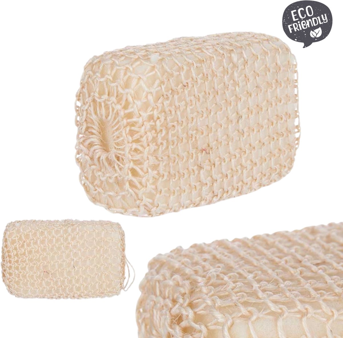 Badspons en douche spons wit - lichte scrub - loofah - 100% duurzaam en van natuurlijk materiaal