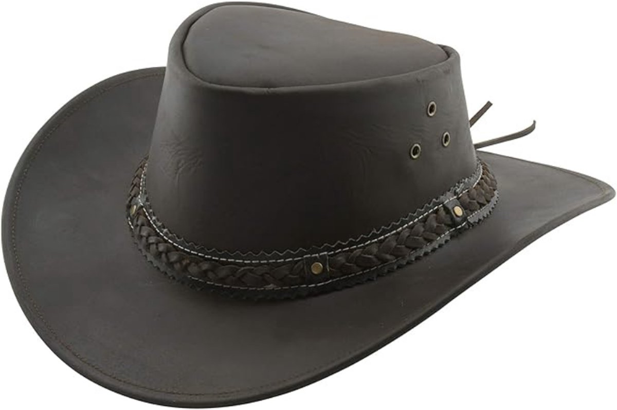 Imperatoris - Leren Cowboy Hoed - Unisex - Lederen Hoed voor Volwassenen - Stoere Lederen Cowboyhoed voor Outdoor en Vrije Tijd - Maat XL - Bruin