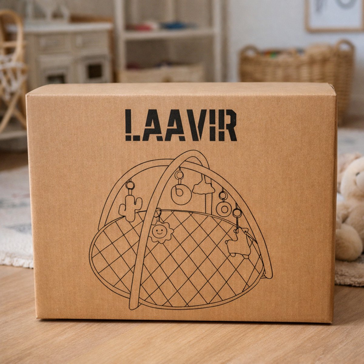 Laavir Baby Speelkleed met Boog - Ronde Babygym Grijs thumbnail 4