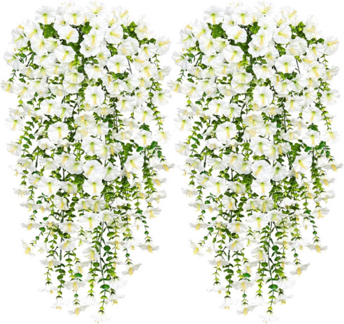 BOG 2 Stuks Kunstmatige Hangende Witte Ochtendroos Wisteria – Lange Nep Hangplanten – UV Bestendig – Decoratie Voor Bruiloft – Huis – Tuin – Balkon – Schutting