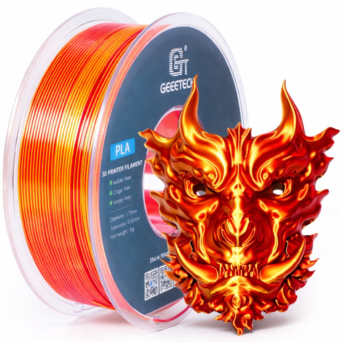 Geeetech PLA Silk Dual Color 3D Printer Filament 1.75mm – Goud/Rood – 1kg Rol – Zijdeglans – Hoge Printkwaliteit