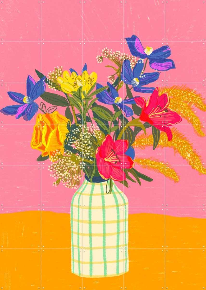 IXXI Summer bouquet, Gigi Rosado - 100 x 140 cm - Gratis ophangtool - Grote wanddecoratie en posters - Illustraties, Grafisch Ontwerp, Speels